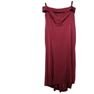 Kleinfeld Dark Red Off Shoulder Back Zip Maxi Dress 24